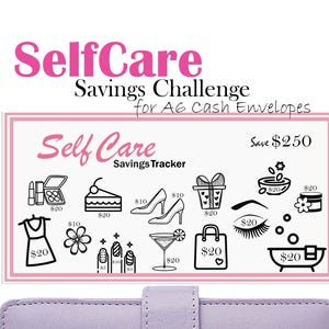 Self Care Savings Challenge for A6 Cash Envelopes, Printable Mini Tracker, Budget Binder Insert