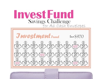 Invest Savings Challenge for A6 Cash Envelopes, Printable Budget Binder, Mini Savings Tracker