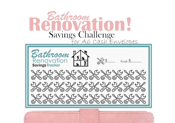 Bathroom Renovation Savings Challenge, Fits A6 Cash Envelopes, Printable Budget Binder Insert, Mini Savings Challenge