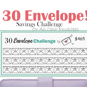 30 Umschläge Spar-Challenge, druckbare Einlage für A6 Bargeld, Mini Spar-Tracker, 30 Umschläge