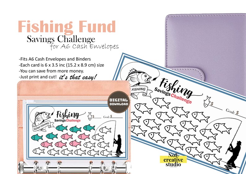 Gone Fishing Savings Challenge Printable Budget Binder - Etsy