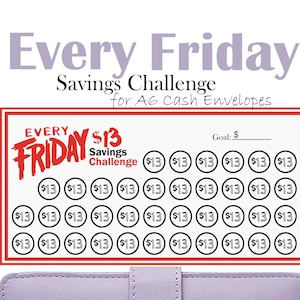 Friday Savings Challenge, Printable Savings Tracker, A6 Budget Binder Insert, Cash Envelopes, Monthly Budget