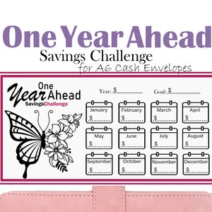 One Year Ahead Savings Challenge, Printable Budget Binders Insert, A6 Cash Envelopes, Mini Savings Challenge Trackers