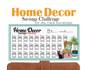 Home Decor Savings Challenge, Printable Savings Tracker, A6 Budget Binder Insert, Cash Envelopes, Monthly Saving