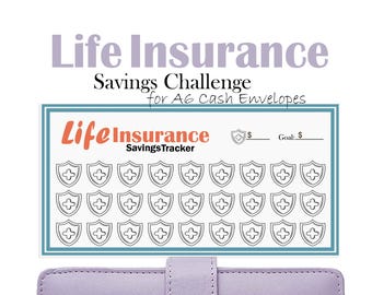 Life Insurance Savings Challenge for A6 Cash Envelopes, Printable Budget Binder Insert, Mini Savings Tracker