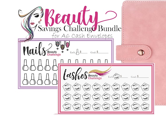 Beauty Kit Savings Challenge, Printable Budget Binder Insert, Fits A6 Cash Envelopes, Mini Money Tracker, Lashes and Nails