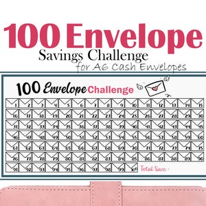 Besparingsuitdaging 100 enveloppen, afdrukbare besparingstracker, A6-begrotingsmap, enveloppen, maandelijkse besparing