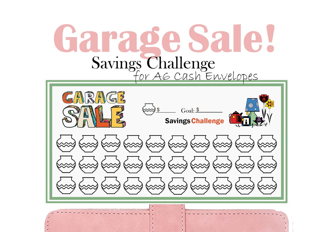 Garage Sale Savings Challenge, Printable Savings Tracker, A6 Budget ...