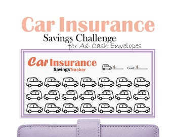 Car Insurance Savings Challenge for A6 Cash Envelopes, Printable Budget Binder Insert, Mini Savings Tracker