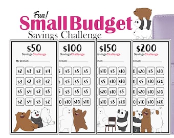 Small Budget Savings Challenge, Printable Budget Binder Insert, Fits A6 Cash Envelopes, Mini Savings Tracker Bundle
