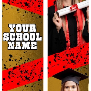 70&quot; Graduation Stole Template - Editable Stole Design, Custom Graduation Stole,  Canva Stole Template, School Graduation Stole