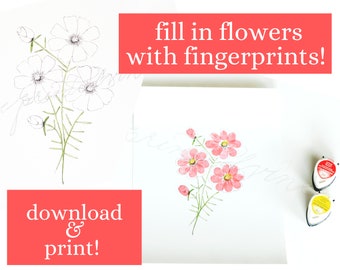 Digitaler Download, Kinder Kunst, Fingerabdruck Kunst, Geschenk für Mama, Geschenk für Oma