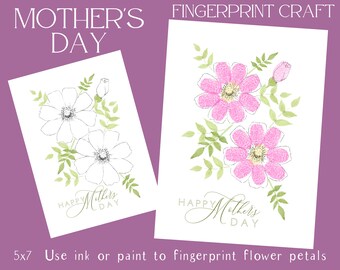 Mother's Day printable, Mother's Day fingerprint art, Mother's Day craft, Gift for Mom