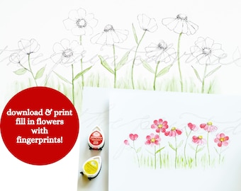 Digitaler Download, Kinder kunst, Kinderzimmer Kunst, Fingerabdruck Kunst, Geschenk für Mama, Geschenk für Oma