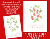 Digital download Valentine printable, Kids fingerprint Valentine craft