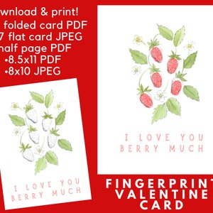 Digital download Valentine printable, Kids fingerprint Valentine craft