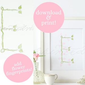 Digital download, Initial art, Kids room art, fingerprint art, Nursery art