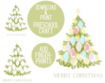 Digitaler Download Fingerabdruck Weihnachtsbaum, Fingerabdruck Handwerk, Weihnachtshandwerk