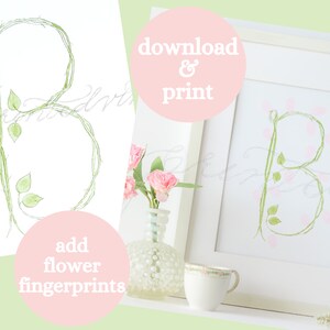 Digital download, Initial art, fingerprint art, Nursery Art, Kids room art, Baby shower craft,