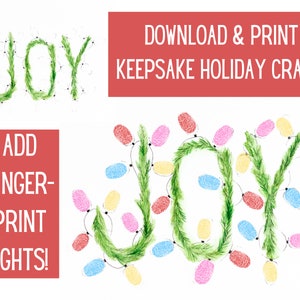 Descarga digital de manualidades navideñas con huellas dactilares.