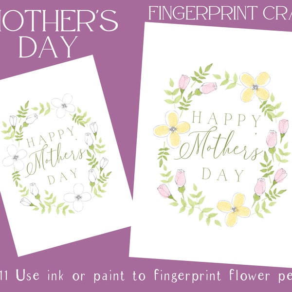 Mother's Day craft, Mother's Day fingerprint craft, Mother's Day printable