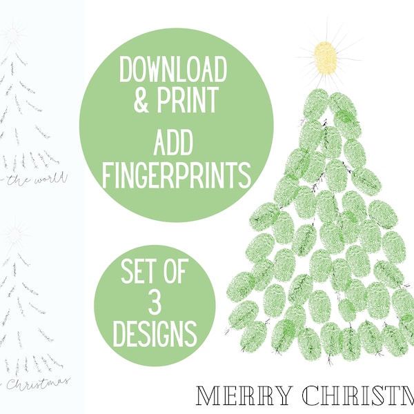 Digitaler Download Fingerabdruck Weihnachtsbaum Handwerk