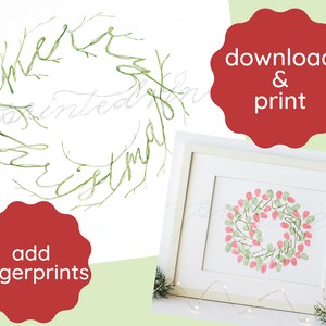 Digital download, Christmas wreath art, kids art, fingerprint art