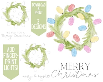 Digitaler Download Fingerabdruck Weihnachtskranz