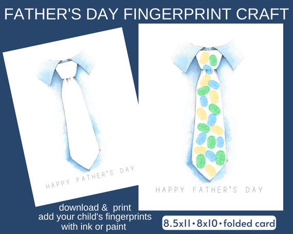 Father's Day Printable Father's Day Fingerprint Card | Etsy