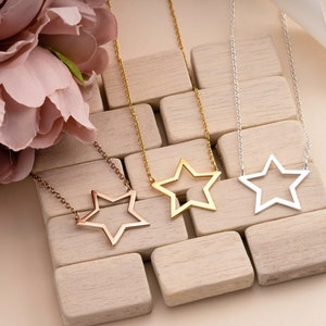 Sterling Silver Star Necklace - Personalised Gift for Her - Gold, Rose Gold Finish - Meaningful Gift for Someone Special