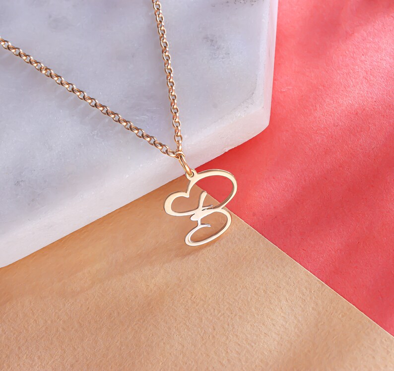 Personalised Initial Heart Pendant Name Necklace Custom Etsy UK