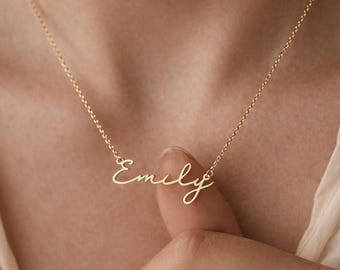 Minimalist Dainty Name Necklace, 18K Gold Plated Personalised Name Jewellery, Gift for Her