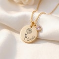 Birth Flower Necklace with Swarovski Birthstone, Personalised Name Pendant Gift for Her