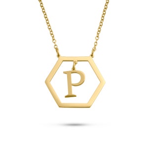 Personalised Silver Hexagon Necklace – Customizable Sterling Silver Necklace for a Special Someone – Jewelry Gift for Her
