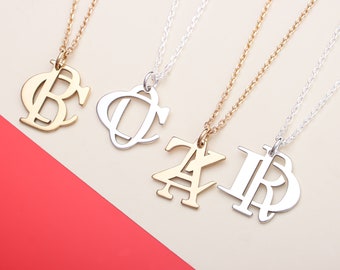 Pendentif initial personnalisé pour couple • Collier prénom monogramme • Bijoux personnalisés • Cadeau femme homme Cadeau pour mariage • Cadeau d'anniversaire pour elle