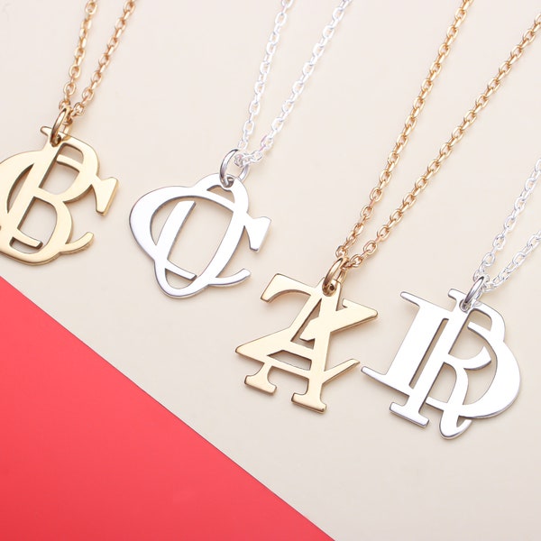 Pendentif initial personnalisé pour couple • Collier prénom monogramme • Bijoux personnalisés • Cadeau femme homme Cadeau pour mariage • Cadeau d'anniversaire pour elle