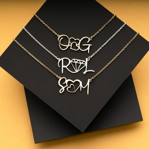 Collar inicial de pareja de 18 k, colgante de letra cursiva/guión, joyería personalizada delicada, regalo de boda de amigo de pareja para ella, encanto de letra de plata