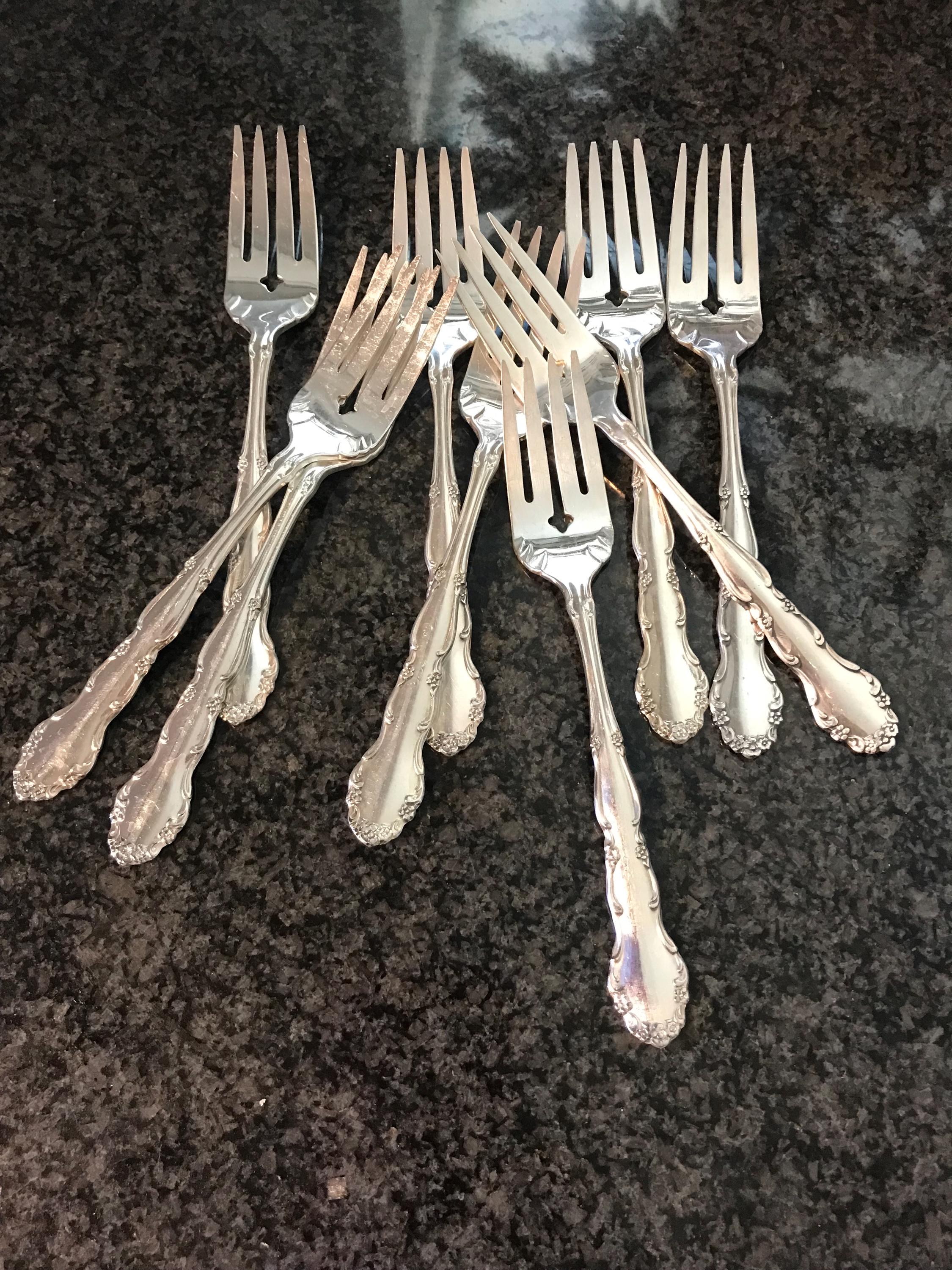 1881 Rogers/oneida Flirtation Silverplate Dessert/salad Foks Set