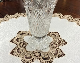 Waterford 10” Cut Crystal Footed Vtg Vase
