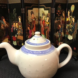 Vtg Rice Pattern Tea Pot