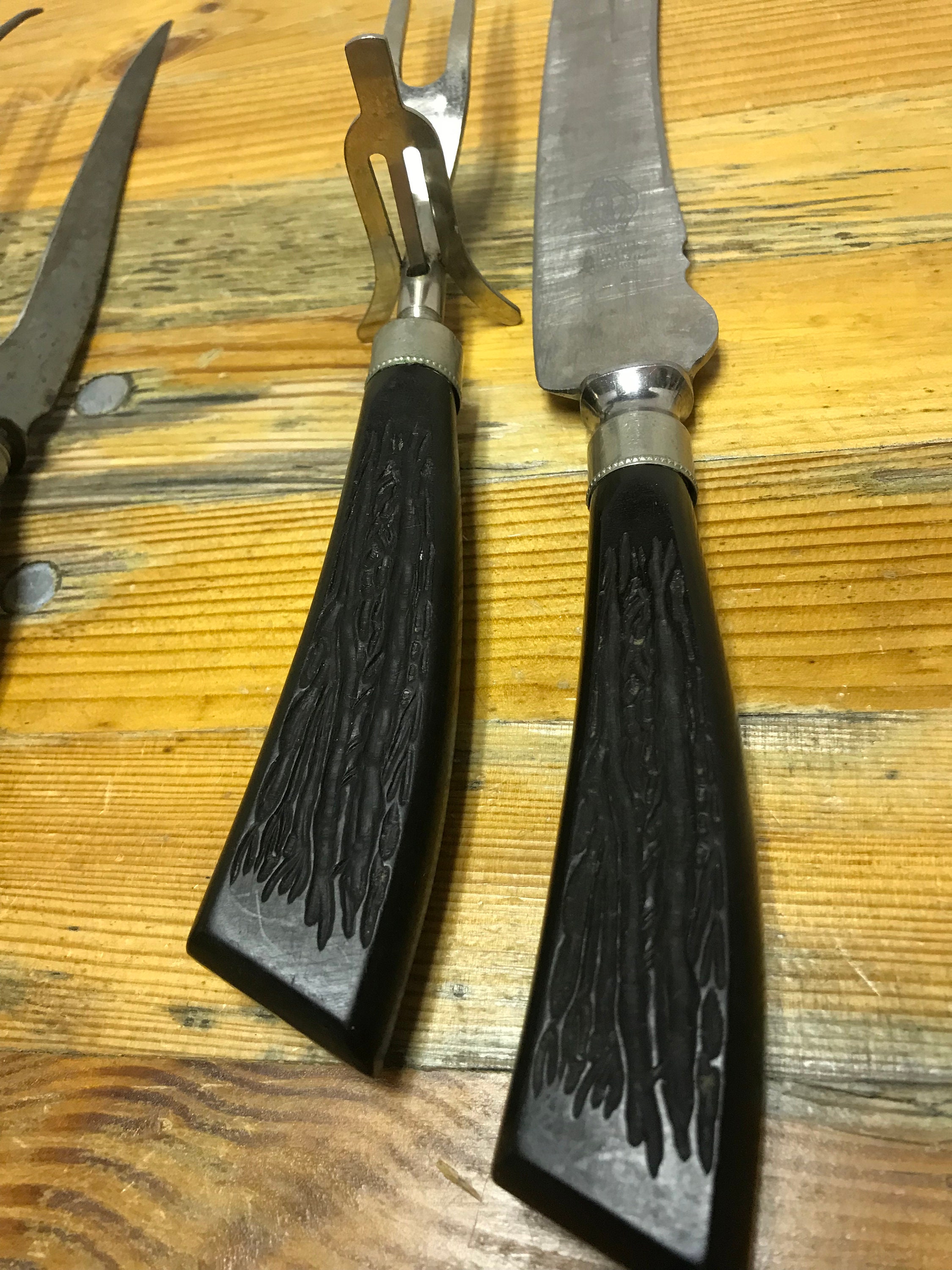 3 Old Turkey Carving Sets separate Picture 