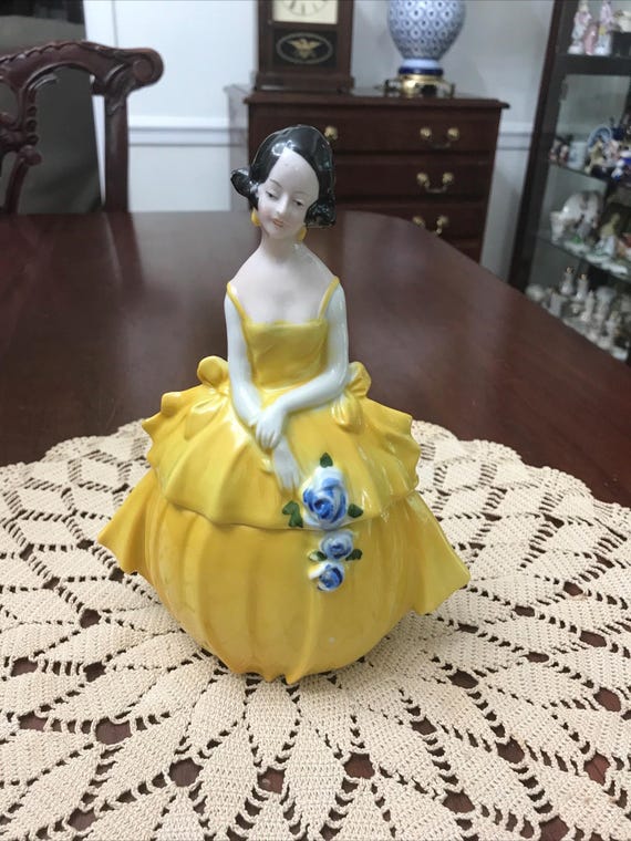 Vintage/Antique German Porcelain Dresser Doll Powder Jar Nancy Pert