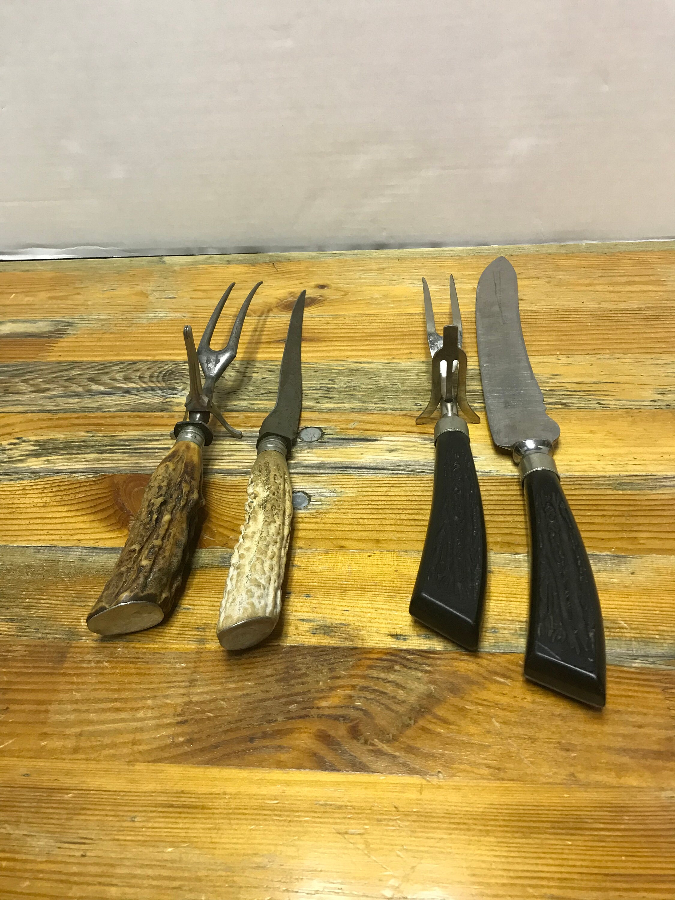 3 Old Turkey Carving Sets separate Picture 