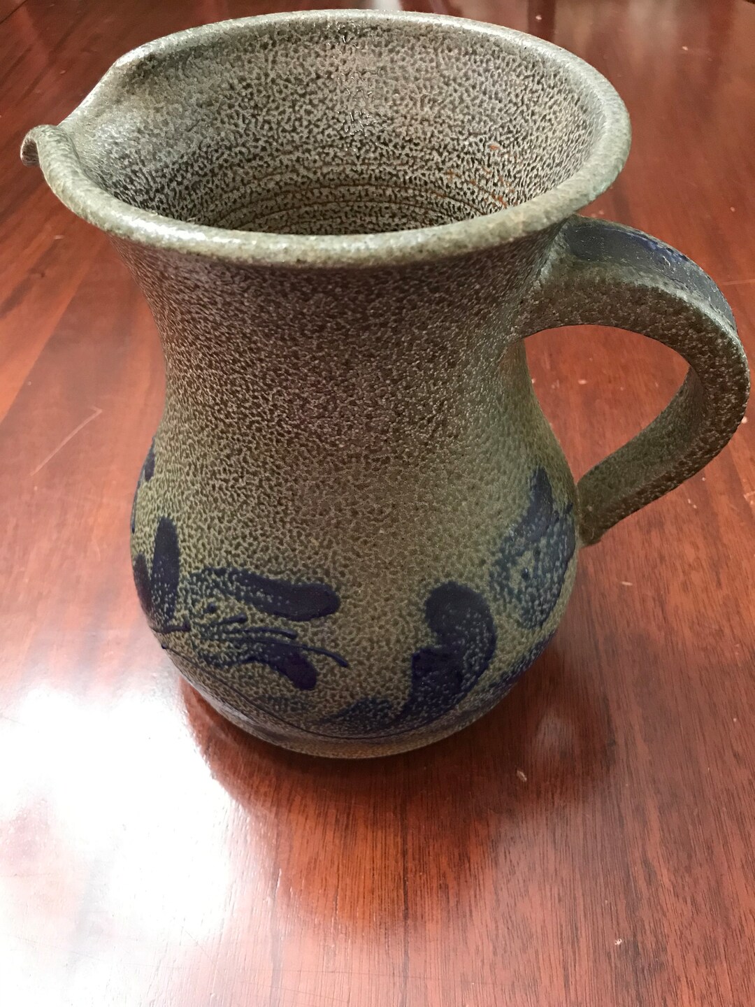 Large Eldreth Salt Glazed Pottery Signed Pitcher 1993 Etsy