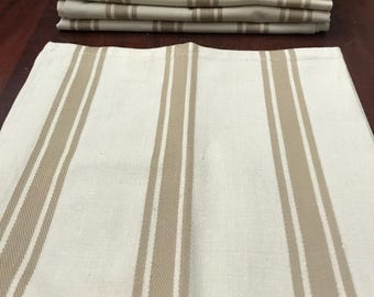 Set of 6 Quality Cream & Taupe Stripe Cotton Napkins