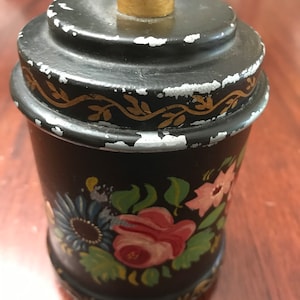 19th Century Pennsylvania Dutch Tin Tol Music Box Canister