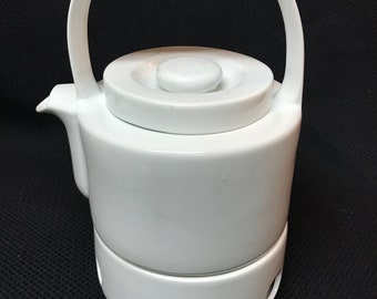 Tea Pot White With Matching  Candle Warmer Base