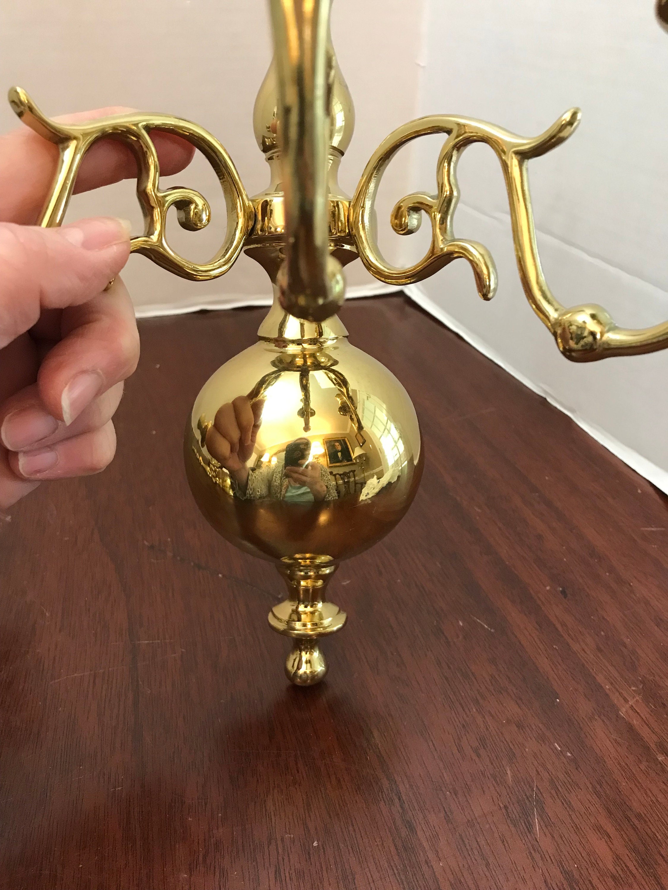 Virginia Metalcrafters Pair of 3 Arm Solid Brass Candle Wall  display picture 1