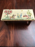 Hand Crafted Americana Folk Art Crewel Footstool
