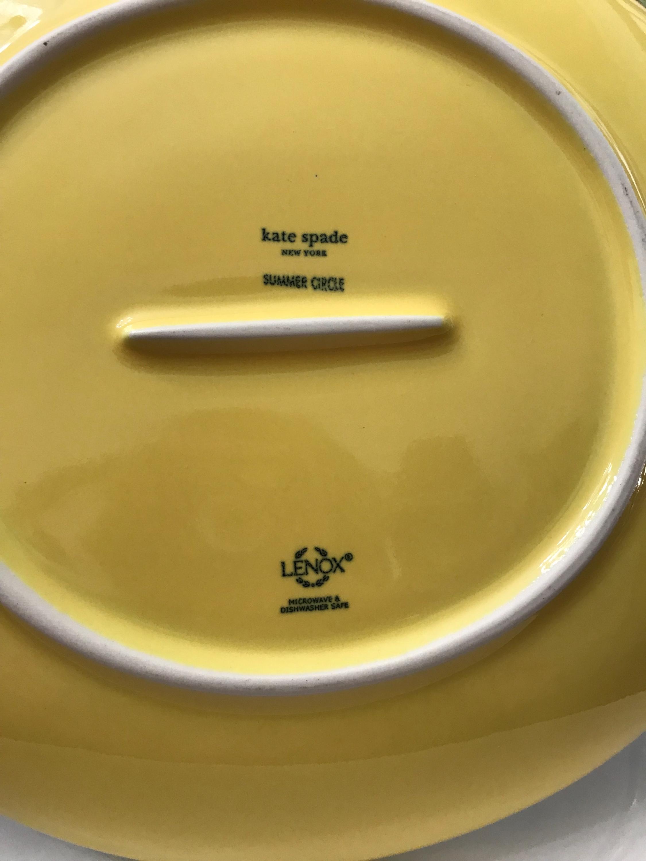 Kate Spade Lenox “summer Circle” 10.5” X 11 3/8” Plates Set of 3